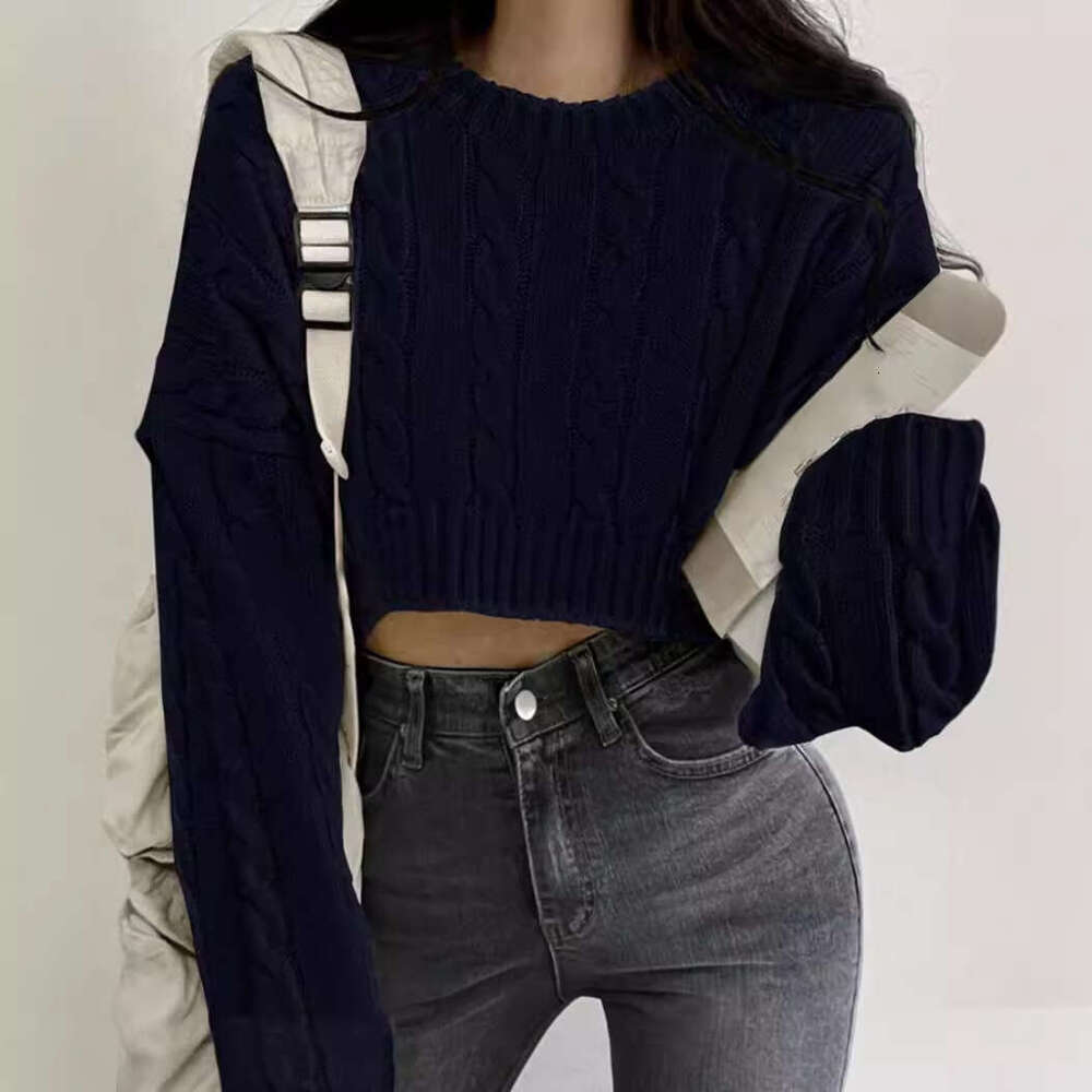 European And American Sexy Sweet Girls Retro Fried Dough Twists Short Clothes Women's Knitwear Autumn New Blouse