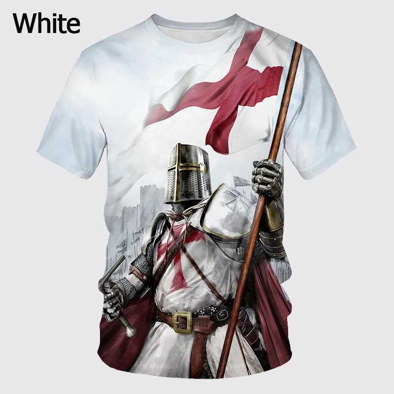 New Arrival Knights Templar Print 3d T-shirt Female Personality Sacred Cross Pattern Tshirt Mens Casual Outdoor Breathable Tops W241216