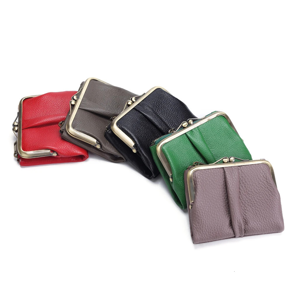 Annmouler Leather Wallet Short Leather Wallet Womens Coin Wallet Small Money Bag Womens Cow Pickup Bracket 241212