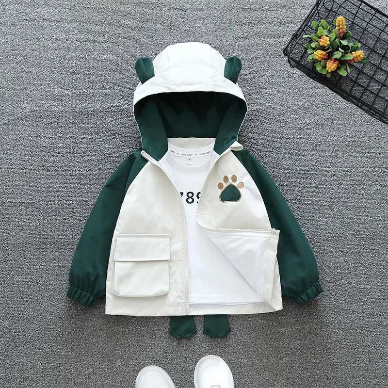2024 Spring and Autumn boy Childrens Leisure printing Pocket Round neck Zipper Coat Childrens ClothingXJ241214