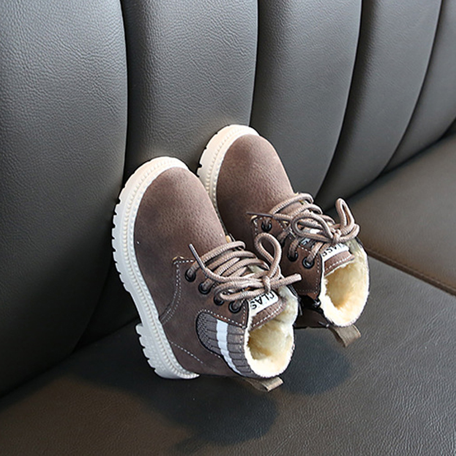 Plush Kids Winter Snow Boots Cotton Fabric Children Shoes Happysteps Baby Toddler Boys Girls Warm Boots Size US 5C-12.5C