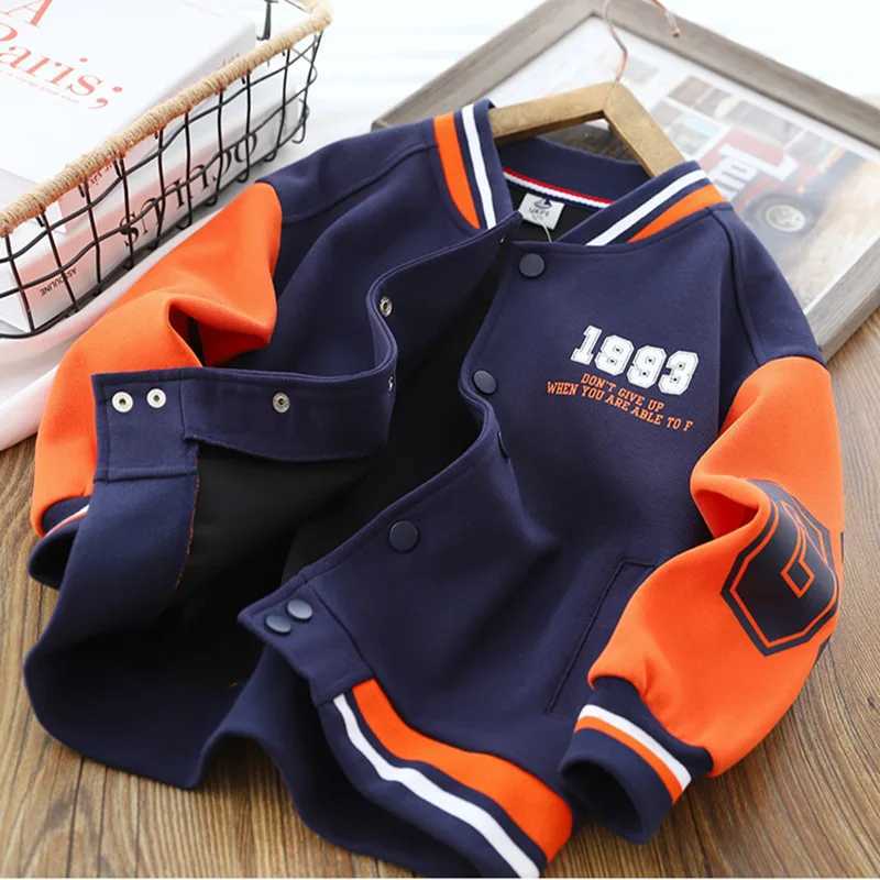 2024 New Childrens Baseball Jacket Boy Bomber Jacket Spring And Autumn Cool Boy Coat Kids Letter Print Outerwear 3-14YXJ241214