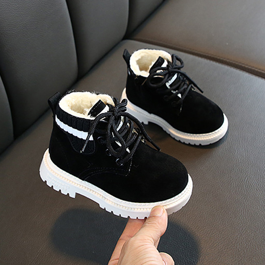 Plush Kids Winter Snow Boots Cotton Fabric Children Shoes Happysteps Baby Toddler Boys Girls Warm Boots Size US 5C-12.5C