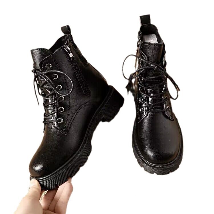 Popular Korean version thick soled and plush sock tube boots, short tube Martin boots, soft soled non slip cotton shoes, 2024 autumn/winter trendy lea