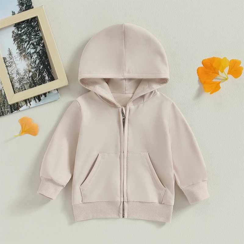 Toddler Baby Boy Girl Zip Up Hoodies Solid Color Long Sleeve Hooded Sweatshirt Jacket Top with PocketXJ241214