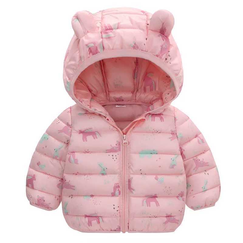 1 2 3 4 5 6 Years Baby Kids Jacket Autumn Winter Boys Full Print Dinosaur Thick Hooded Coat For Girls Warm Down OutwearXJ241214