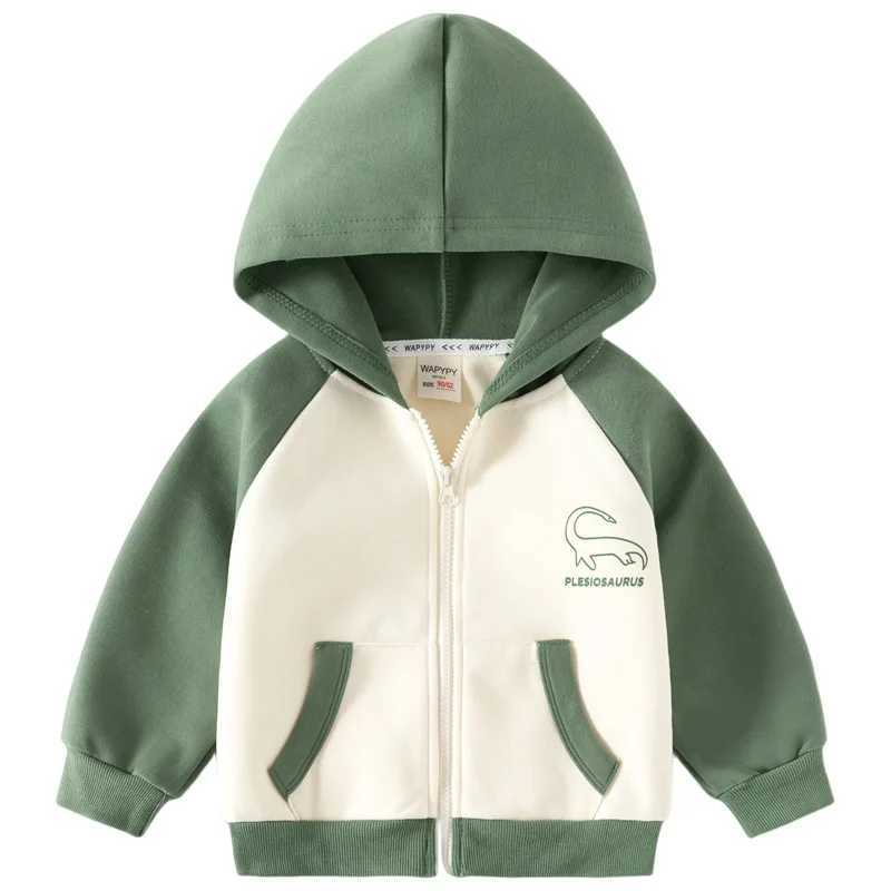 2024 Autumn Infant Baby Boys Zipper Coat Cotton Long Sleeve Spliced Children Boy Outerwear Loose Dinosaur Kid Boy JacketXJ241214