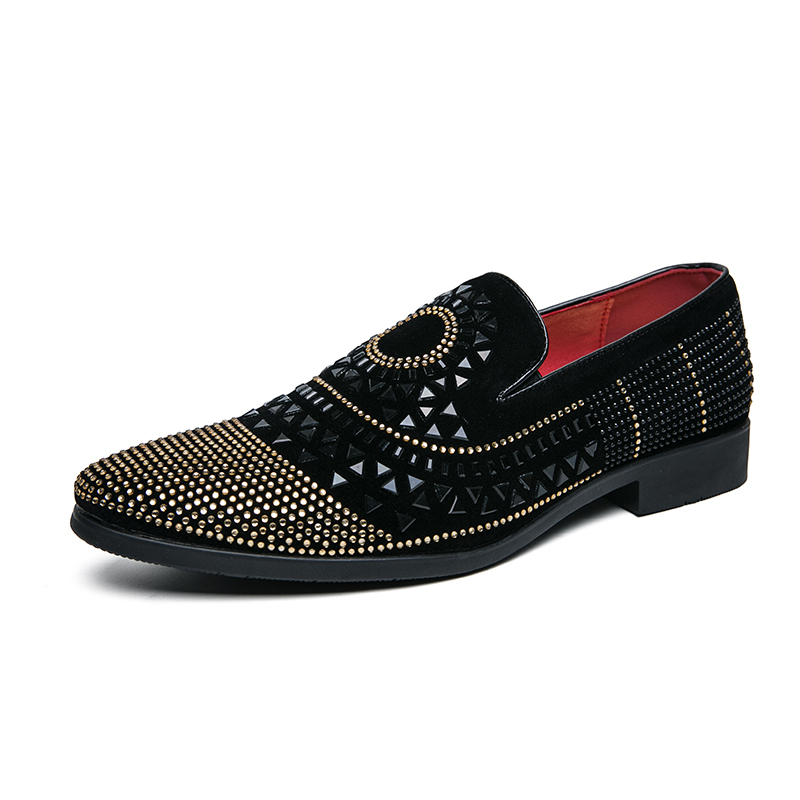 Brand Noble Black Rhie Men Dress Veet Crystal Moccasins Mens Loafers Office Business Party Man Casual Shoes