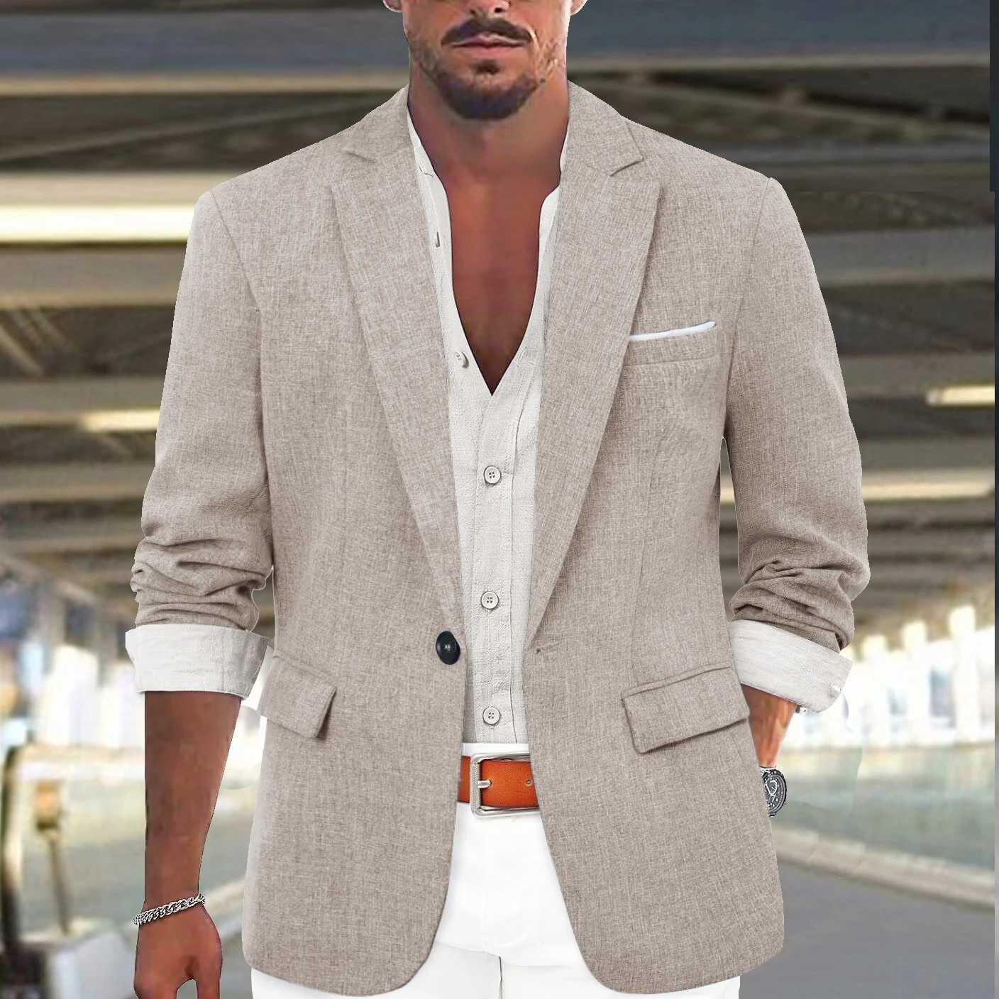 Men Blazer Casual Slim Fit Sport Coats One Button Lightweight Suit Jacket Fashion Classic Jackets for Men Wedding Business Coat W241216