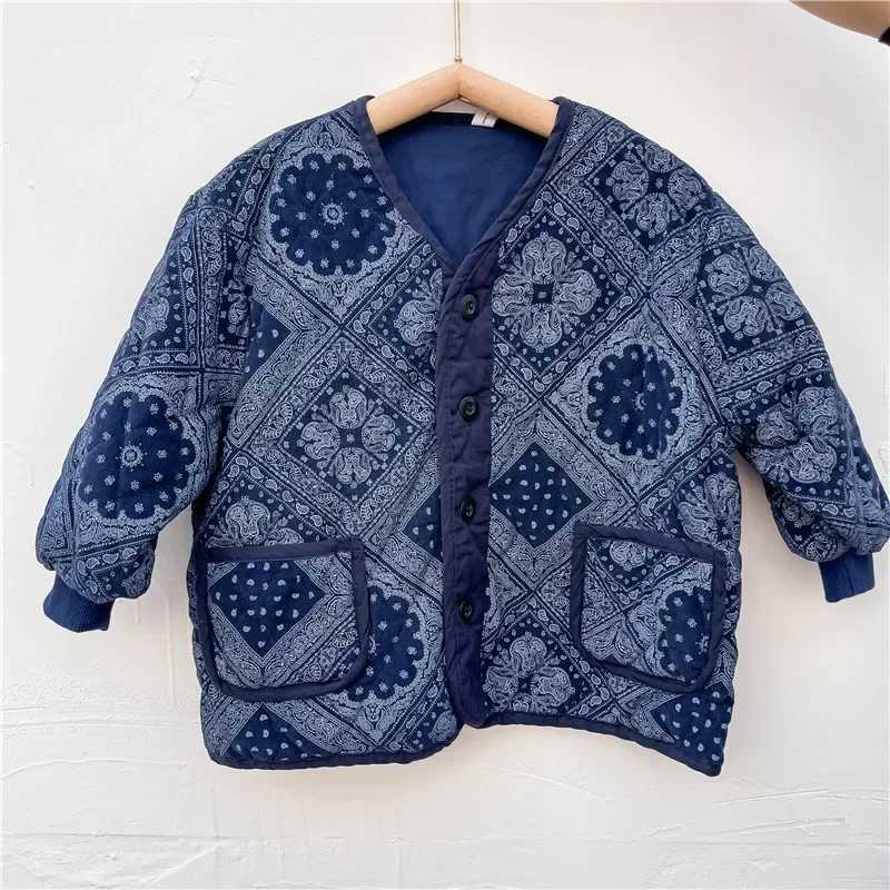 9160 Children Coat 2024 Autumn Winter Korean Boys Retro Cotton Clothes Jackets Girls Loose Cotton Coat 1-9Year Kids CoatXJ241214