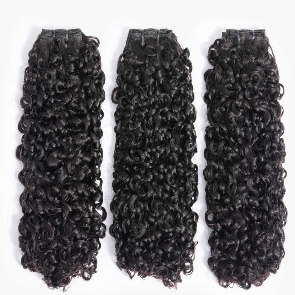 Brazilian Kinky Spirals Curly Bundles With Frontal 10A Double Drawn e Curl Human Hair Extension Weave With Frontal CloXJ250120