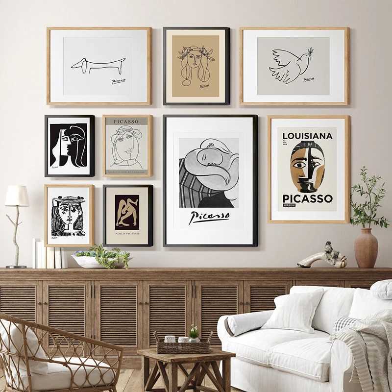 Vintage Picasso posters kissing dogs abstract decorative prints indoor canvas paintings wall art pictures home living room decorations M241216