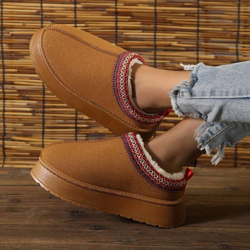 Platform Slippers for Women Winter Warm Snow Boots Cotton Fluffy Ladies Slides Designer Height Increasing Shoes Size36-42