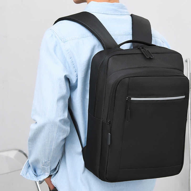 Business Computer Bag Large Capacity Travel Bag Simple Design Mens High School Student Backpack Usb Rechargeable Casual Backpack 240920