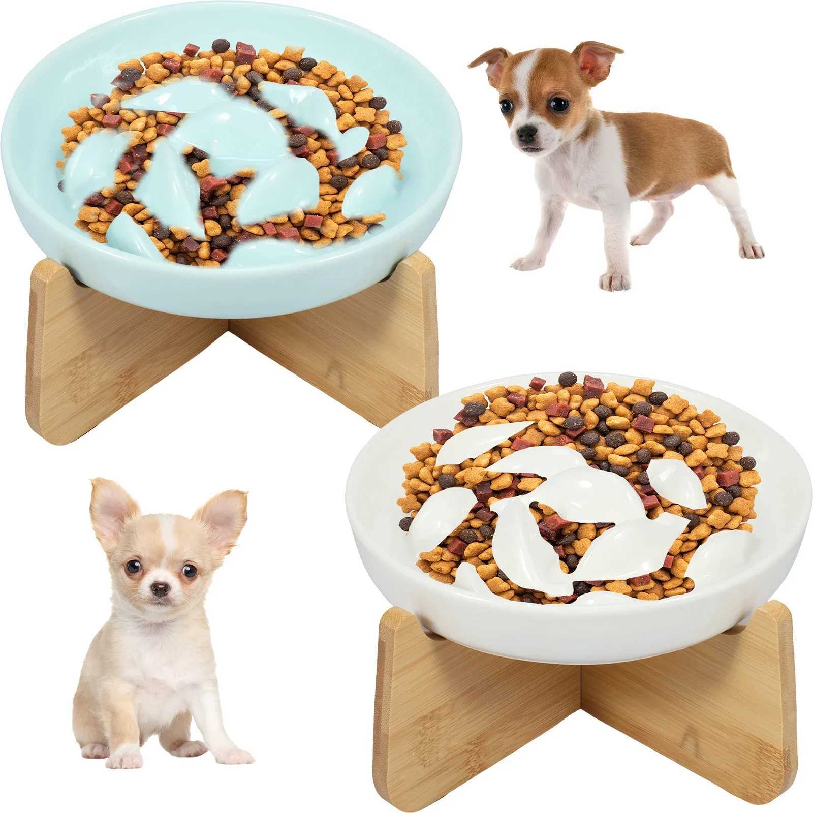 Cat Feeders Raised Cat Bowl Elevated Ceramic Kitten Puppy Food Feeding Bowlss Anti Vomiting Cat Food Bowl Slow Eating Pet Cats Feeders z241213