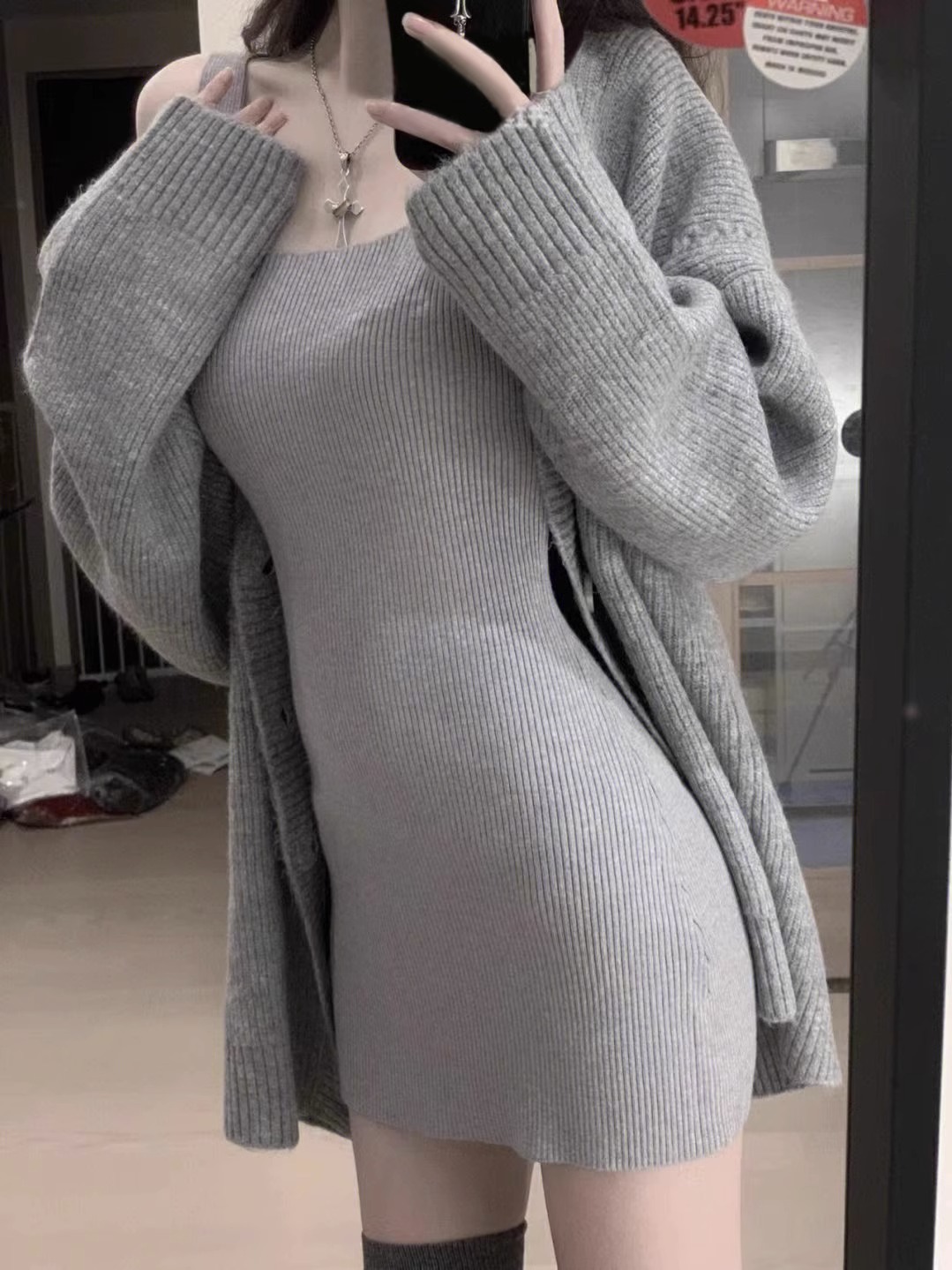 K728 New style Korean style knitted suspender skirt for women, autumn and winter style, pure desire, coldness, royal sister style hip-hugging dress