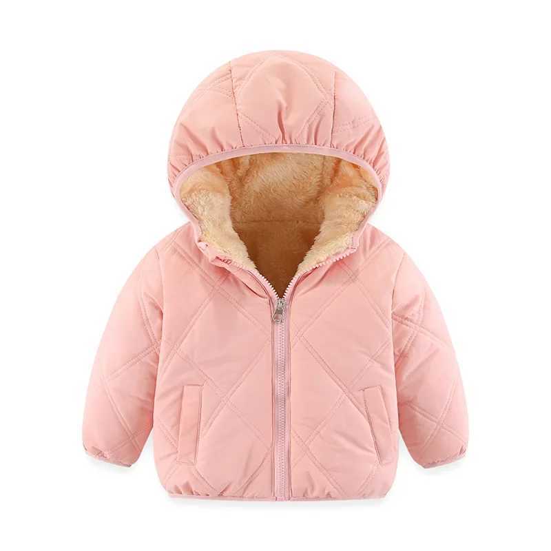 Winter Keep Warm Girls Jacket Lined With Velvet Thick Cotton Padded Hooded Coat For Kids Children Keep Out The Cold OuterwearXJ241214