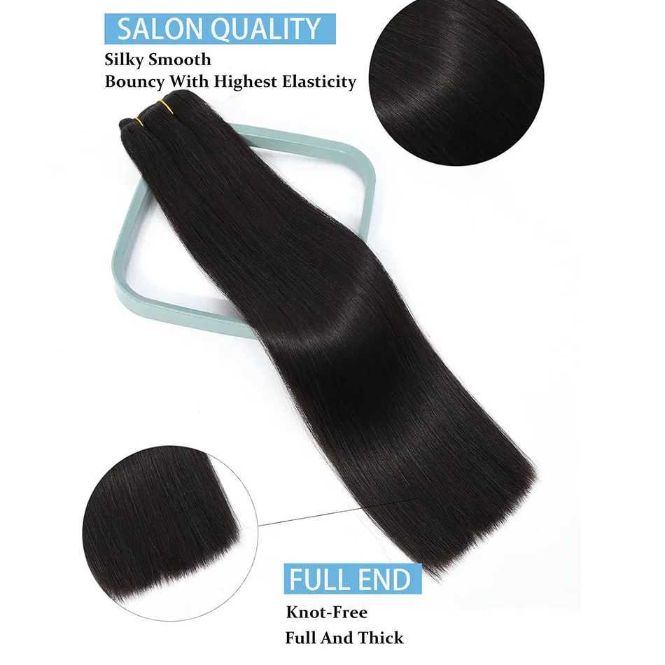 Straight Brazilian Mane Remy Clip in Hair Extensions Full Head Human Hair 100% Real Natural Hairpiece Clips On 120G 14 To 22XJ241216