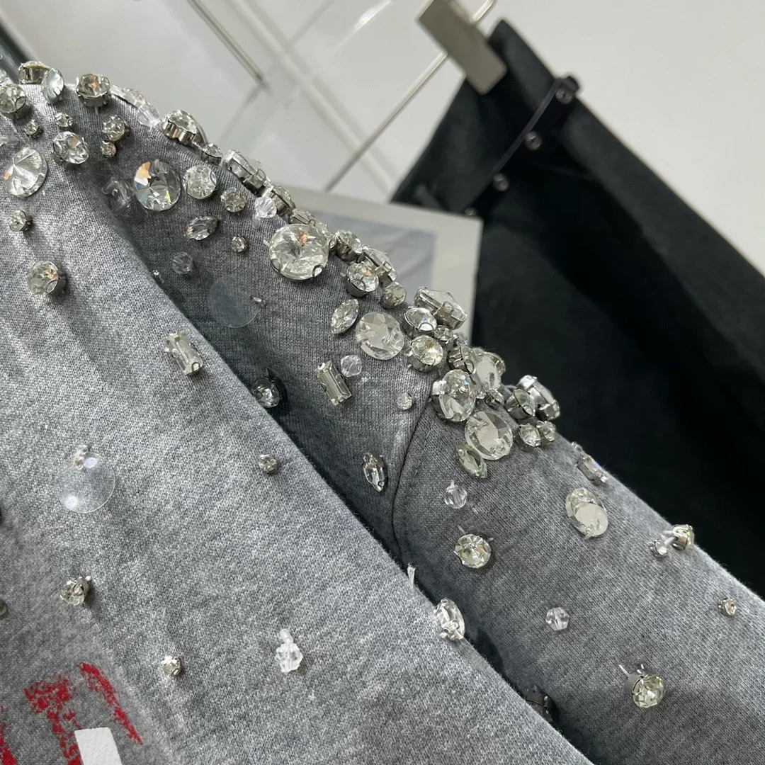 Womens custom diamond casual Pullover original n cotton Crewneck highquality sportswear 241211