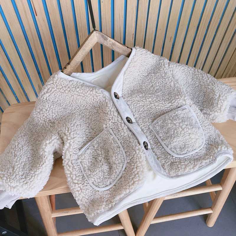 Parent-Child Clothes Boys Mother Girl Jacket Lamb Wool Velvet Padded Jacket Fall Winter Korean Cardigan Warm Childrens CoatXJ241214