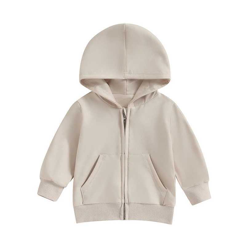 Toddler Baby Boy Girl Zip Up Hoodies Solid Color Long Sleeve Hooded Sweatshirt Jacket Top with PocketXJ241214