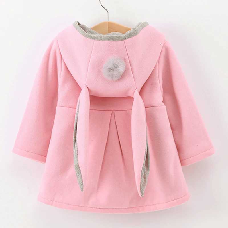 Spring Baby Girls Jackets Cute Rabbit Ear Cotton Autumn Kids Outerwear Children Hooded Coats 1 2 3 4 5 Year Toddler Girl CoatXJ241214