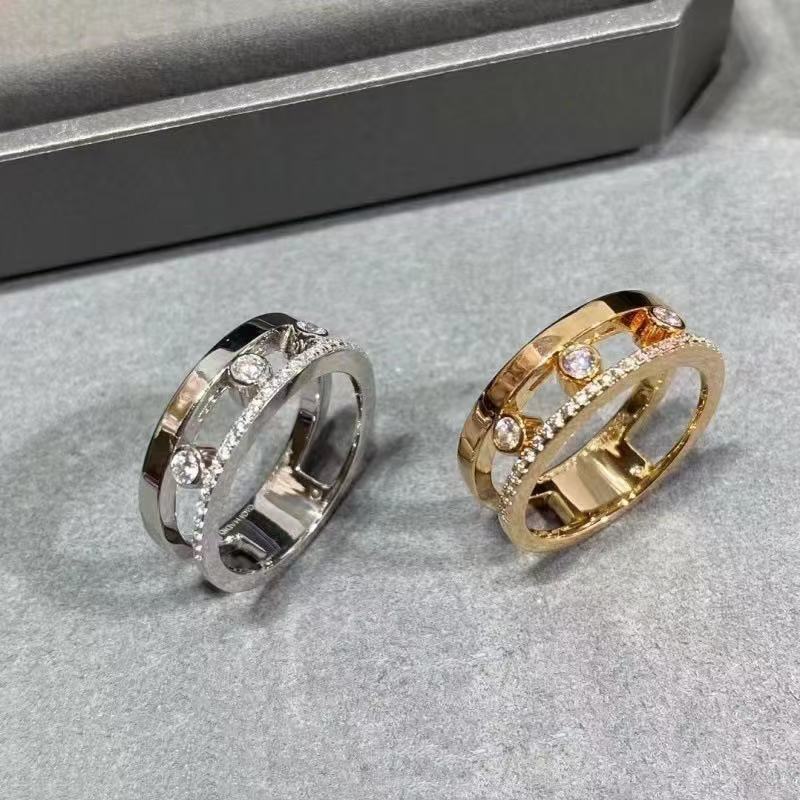 Dynamic Diamond Ring Designer Ring Move Jewelry Fashion Accessories Silver Gold Ring Hollow Designer Jewelry 3 color Jewelry Size 6-9 Couple Ring