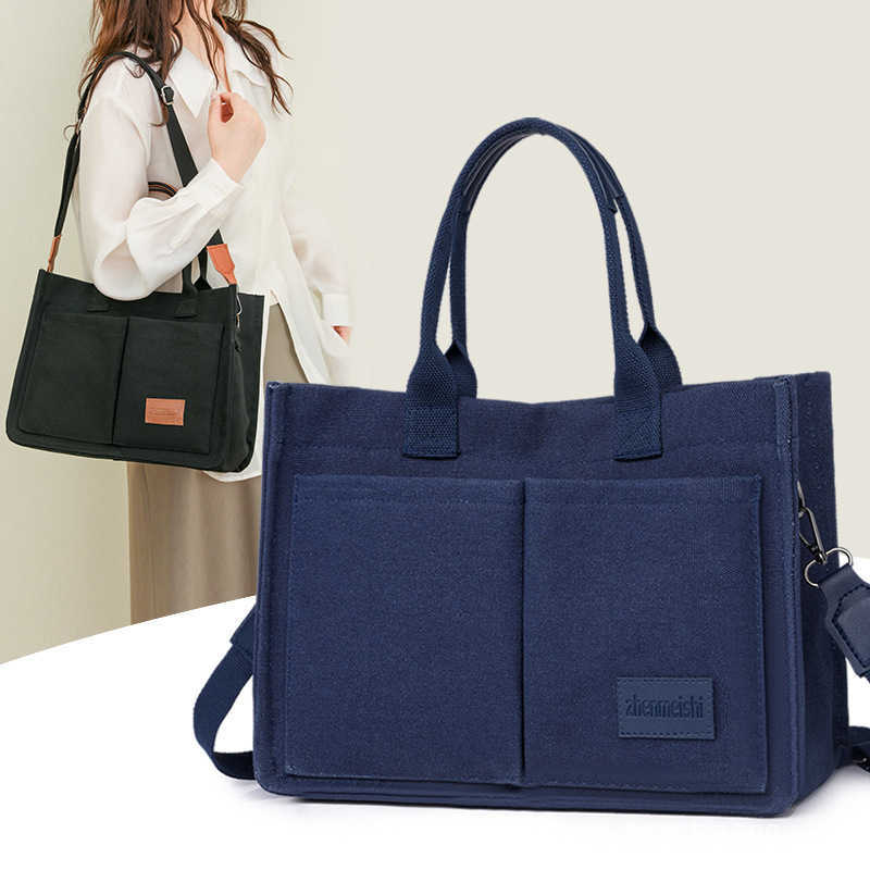 canvas bag women's Korean version fashionable large capacity single shoulder crossbody bag tote bag hard bottom three-dimensional women's ba