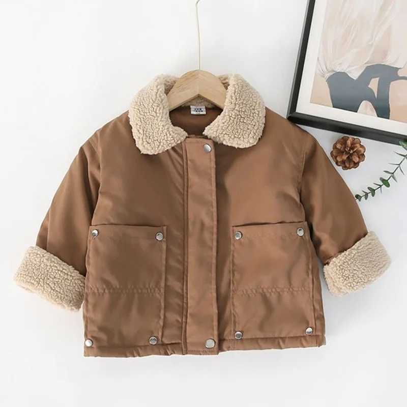 Boys Girls Warm Winter Coats Children Casual Padded Jacket Kids Solid Colour Fashion Outerwear Toddler Turndown Collar ClothingXJ241214