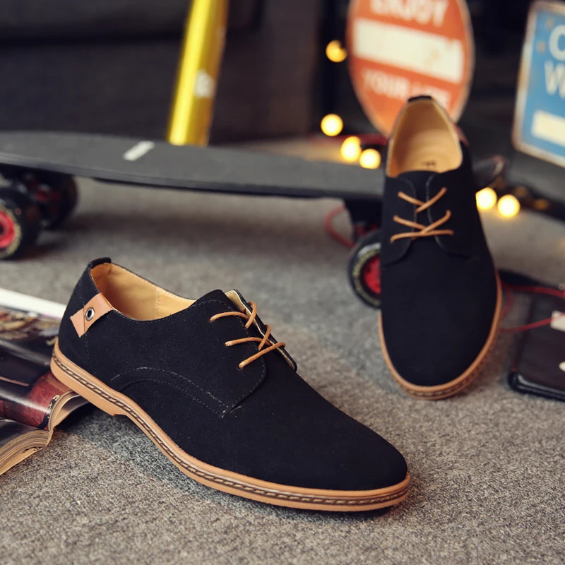 2024 Spring Suede Leather Men Shoes Oxford Casual Shoes Classic Sneakers Comfortable Footwear Dress Shoes Large Size Flats 241213