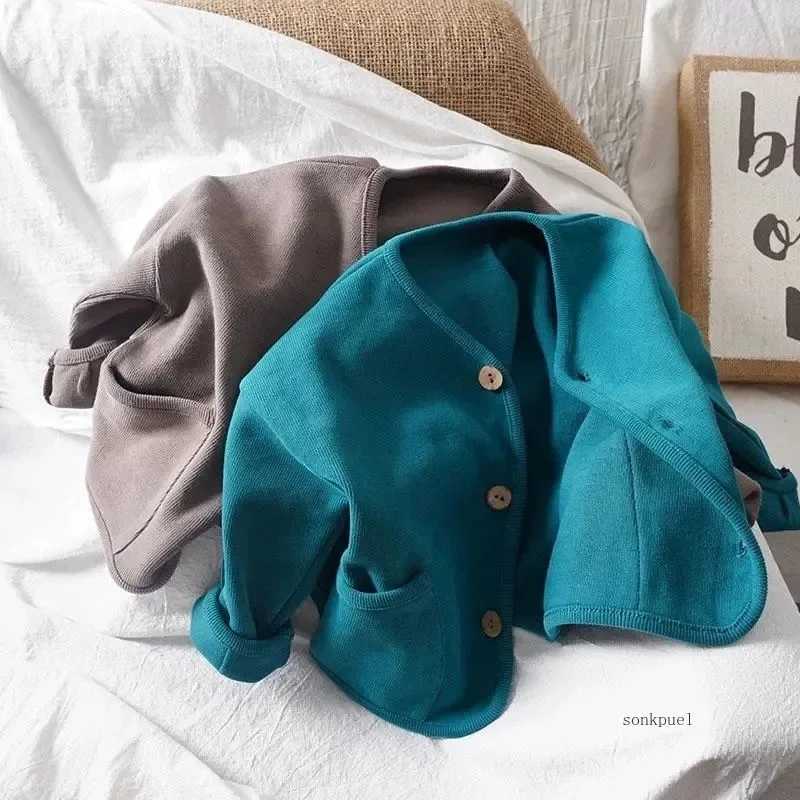 Fashion Korean Childrens Coat Long Sleeve Cardigan Autumn Baby Boys Girls Cotton Casual Top Coats Jacket SpringXJ241214