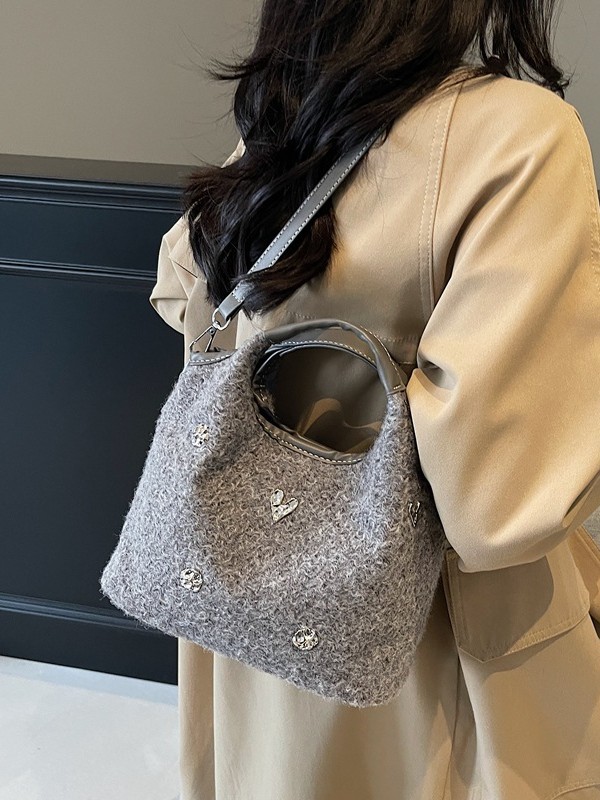 Women Shoulder Bag Niche Woolen Bag New Fashion Versatile Crossbody Bag Handbag Daily Trendy Triple Black Brown Grey Free shipping
