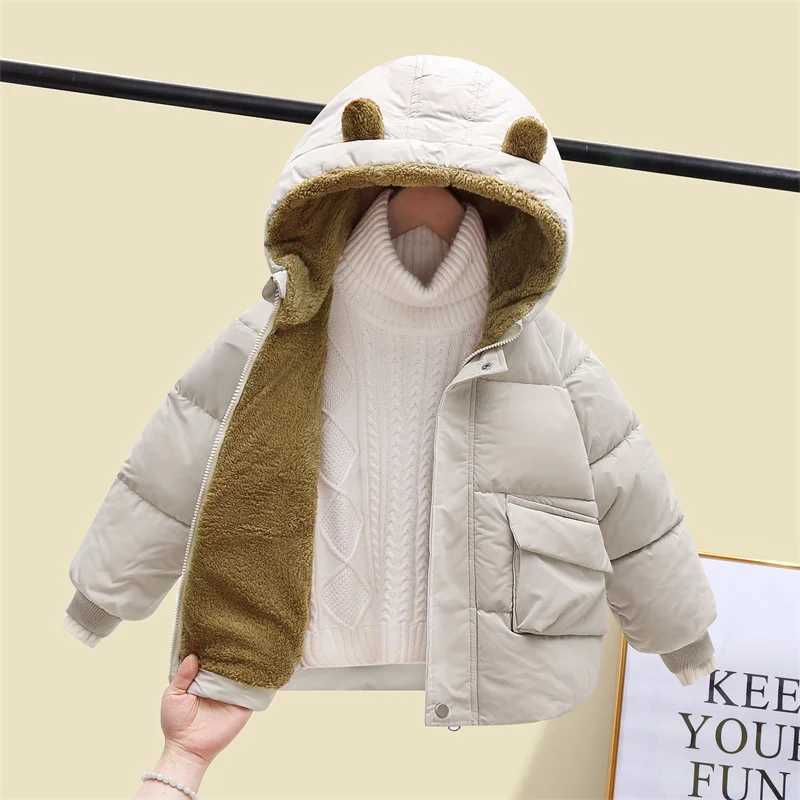 Childrens Down Cotton Coat Boys Padded Thickened Casual Jacket Winter New Girls Warm Cute Solid Color Clothing 2-6 YearsXJ241214