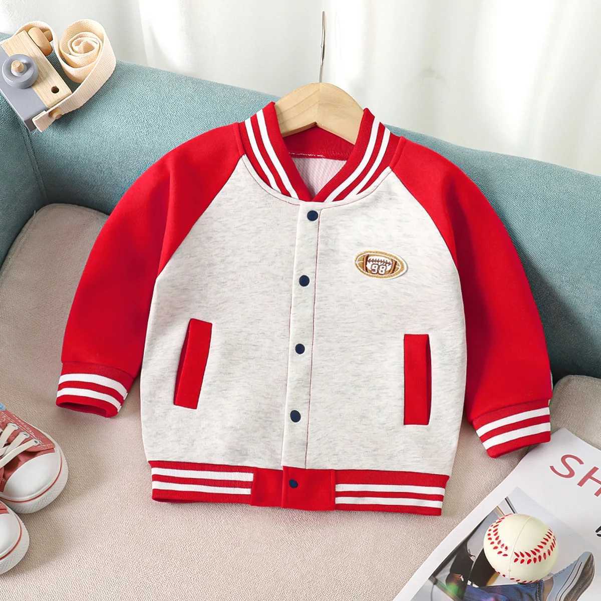 New Children Baseball Jersey Fall Coat Casual Kids Comfy Fit Sport Sweatshirt Jacket Varsi Boy Girl Team Uniform Cardigan TopsXJ241214