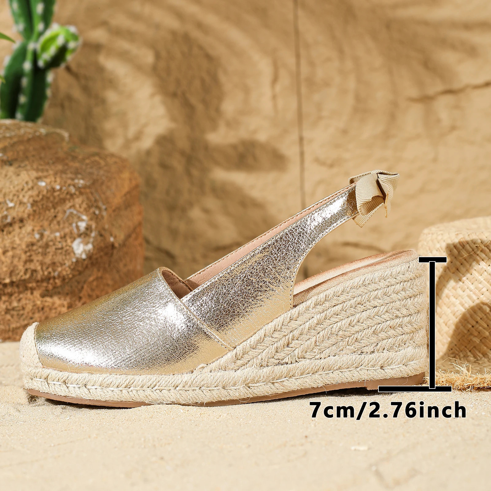 2024 Summer Resort Style Platform Straw Bottom Casual Bow Womens Sandals 241213