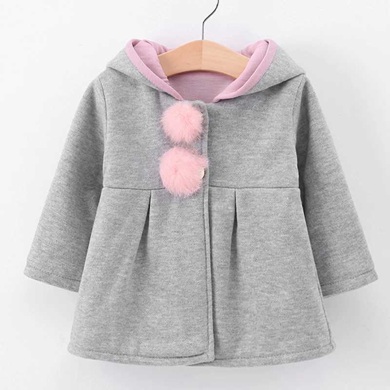 Spring Baby Girls Jackets Cute Rabbit Ear Cotton Autumn Kids Outerwear Children Hooded Coats 1 2 3 4 5 Year Toddler Girl CoatXJ241214