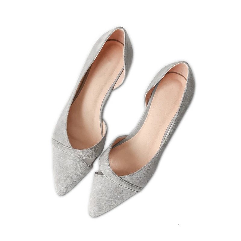Womens flat shoes gray corner toe basic simple and compact flat shoes oversized size 43 44 45 small size 31 32 33 womens shoes 241213