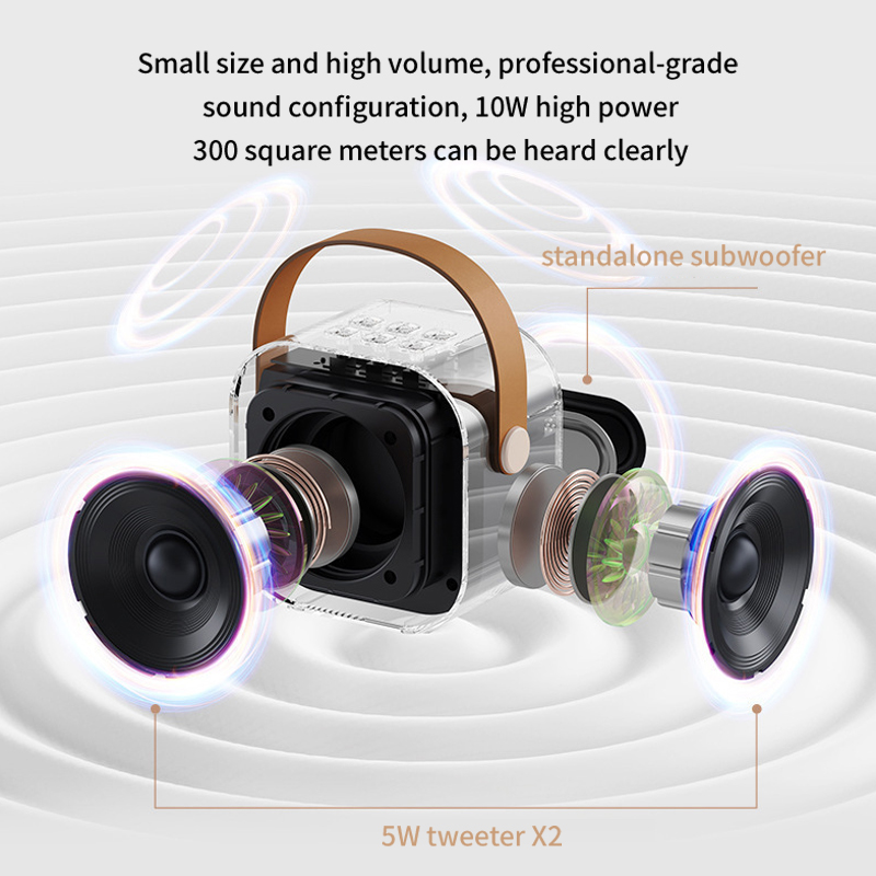New K12 Karaoke Machine Portable Bluetooth Speaker With 1-2 Wireless Microphones HiFi Family Singing Loudspeaker Children's Gift Long Standby