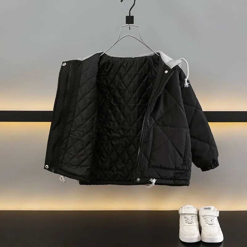 Boys Coat Cotton Jacket Windbreak Outerwear 2024 Black Winter Autumn Thicken Warm Cotton Christmas Gift Childrens ClothingXJ241214