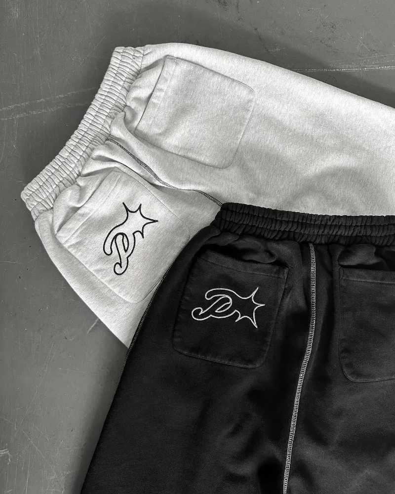 American Retro Embroidered Letter Pattern Sweatpants Mens Y2K Street Hip Hop Loose Fashion Casual High Waist Sweatpants Womens X2503191