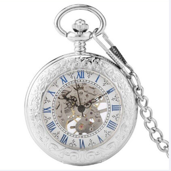 Non Sterling Silver Creative Transparent Flap Silver Men's Dial Diameter 43mm Thickness 11mm Simple Roman Numerals Classic Mechanical Watch 006