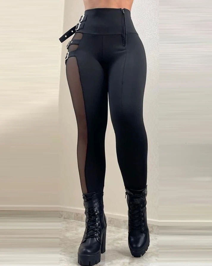 Womens underwear fashion mesh patch buckle high waist casual pants sexy tight fitting daily womens bottom 241212