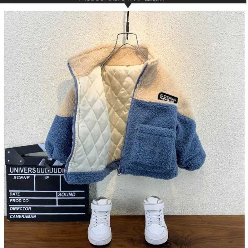 Childrens Warm Coat Autumn and Winter New Boy Baby Lamb Wool Jacket Clothes Childrens Plush And Thick Cotton CoatXJ241214