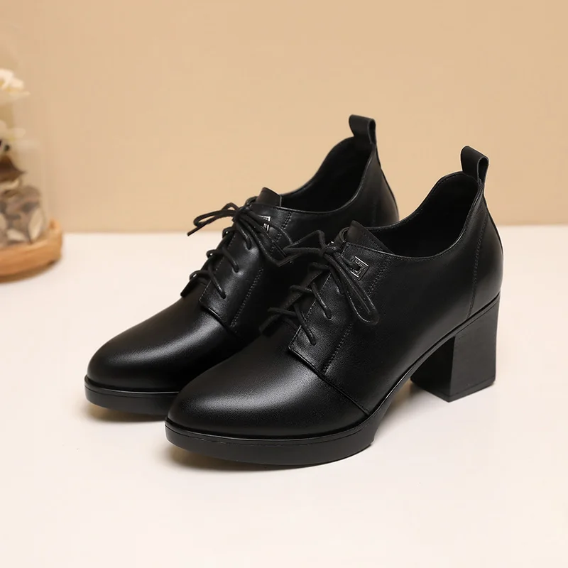 AIYUQI Women Dress Shoes Spring British Style Genuine Leather Lidies Single Shoes Large Size Women Work Shoes