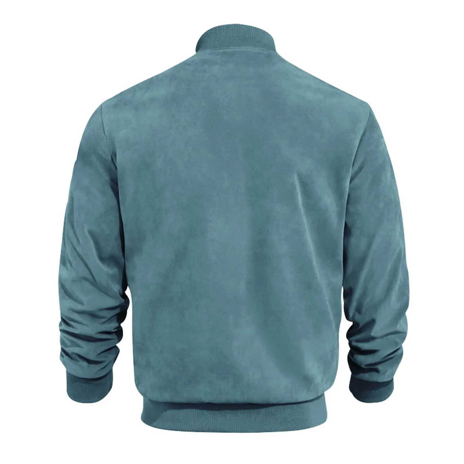 Mens Retro Suede Bomber Leather Jacket Autumn Winter Streetwear Long Sleeve Full Zip Coat Outerwears Windproof Baseball Jackets W250320