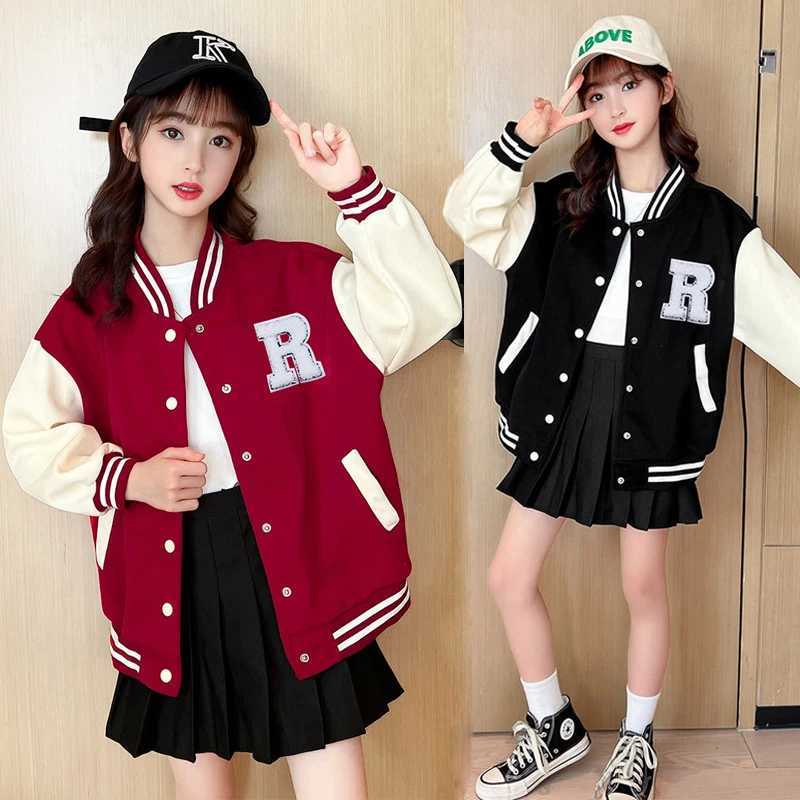 Teenage Girls Baseball Jackets For 5-14 Years Old Teens Clothes Children Sports Outerwear Coat Spring Autumn Fashion Boys JacketXJ241214