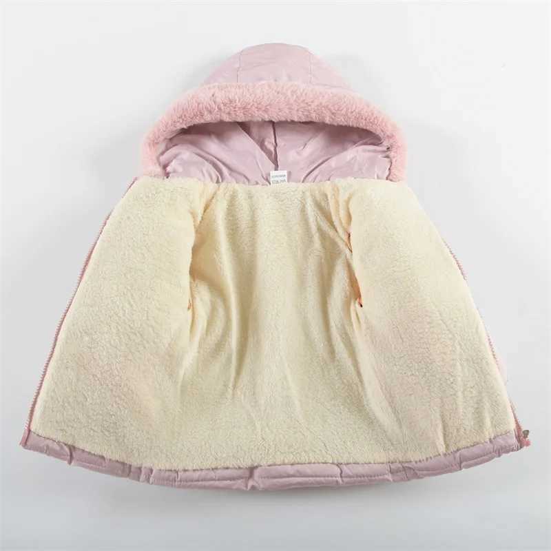 1 2 3 4 Baby Girls Padded Down Coats Kids Fashion Winter Thickened Jackets Kids Casual Trend Parkas New Hooded Cotton ClothesXJ241214