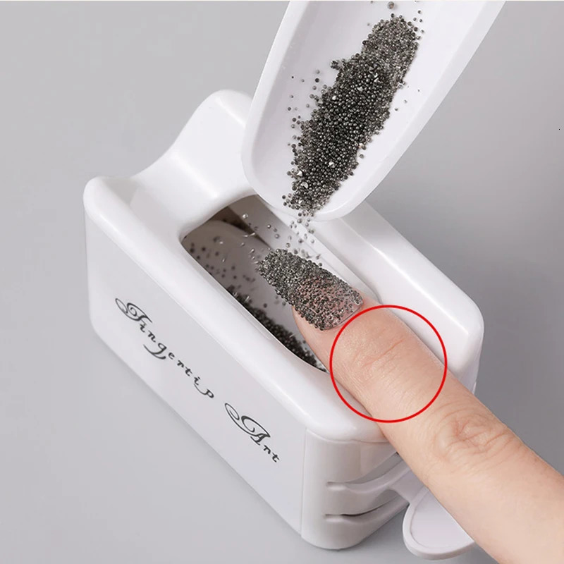 Nail art glitter powder doublelayer manual tool gemstone decoration recycling box portable storage container 241213