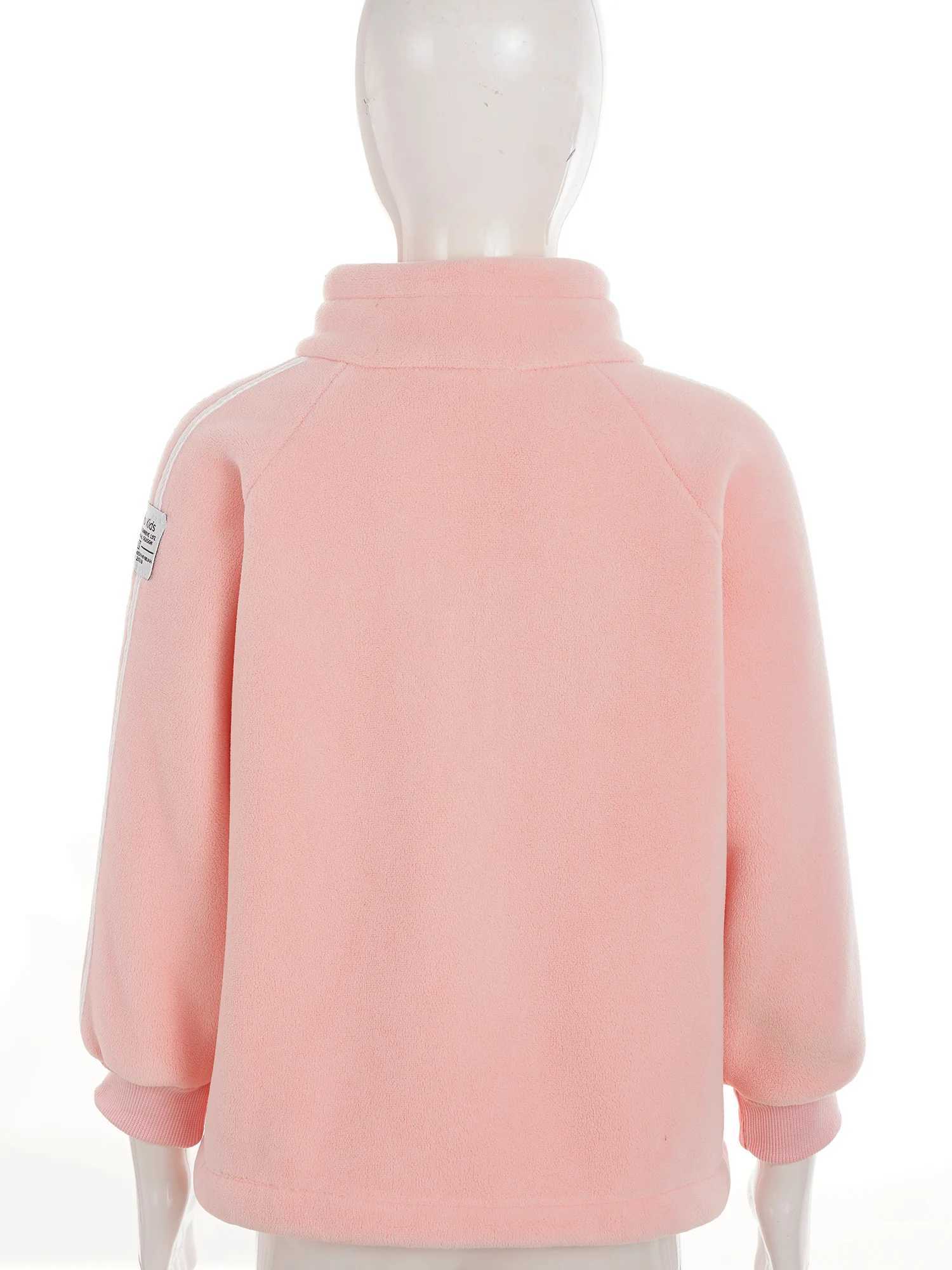 2023 Kids Boys Girls Winter Warm Overcoat Fashion Zipper Fleece Jacket Casual Solid Color Stand Collar Long Sleeve Coat OutwearXJ241214