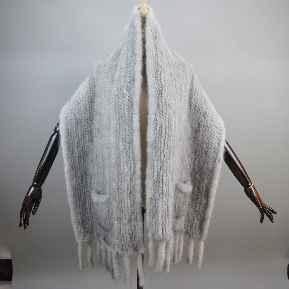 selling long winter warm real mink scarf shawl fashionable womens knitted 241210